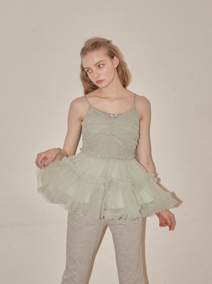 Ballerina Fairy Tulle Peplum Tops[4Colors]