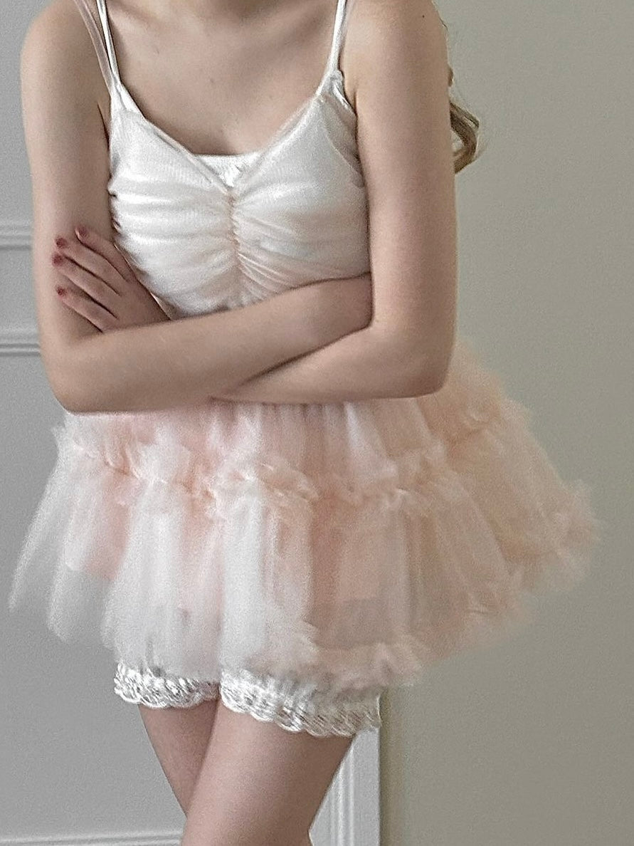 Ballerina Fairy Tulle Peplum Tops[4Colors]