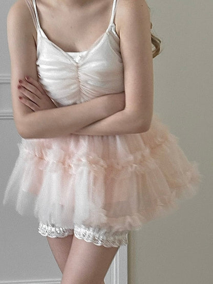 Ballerina Fairy Tulle Peplum Tops[4Colors]