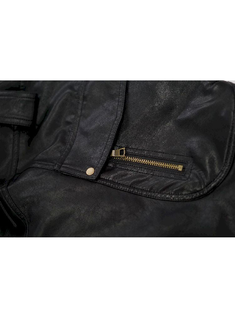 Oversized Fur-Collar Leather Coat