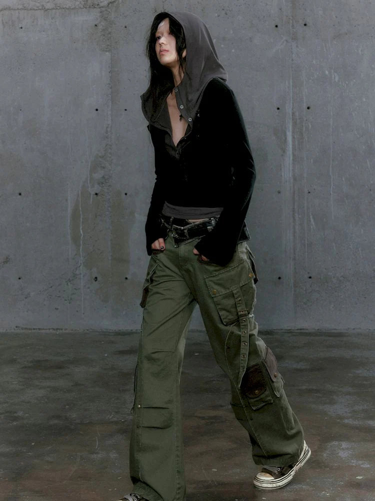 Black-Gray Two-in-One Hoodie