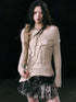 Cream Tie-Front Knit Sweater