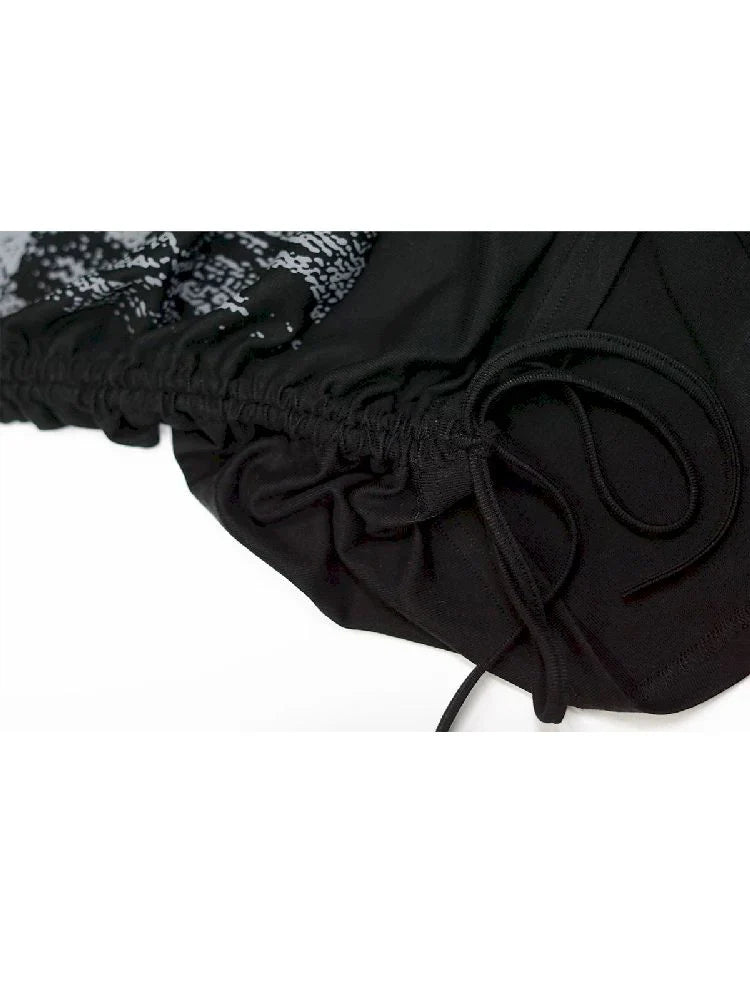 Black Off-Shoulder Ruched T-Shirt