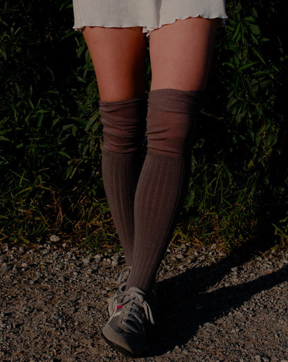 Knee-high Layered Socks Charcoal Grey