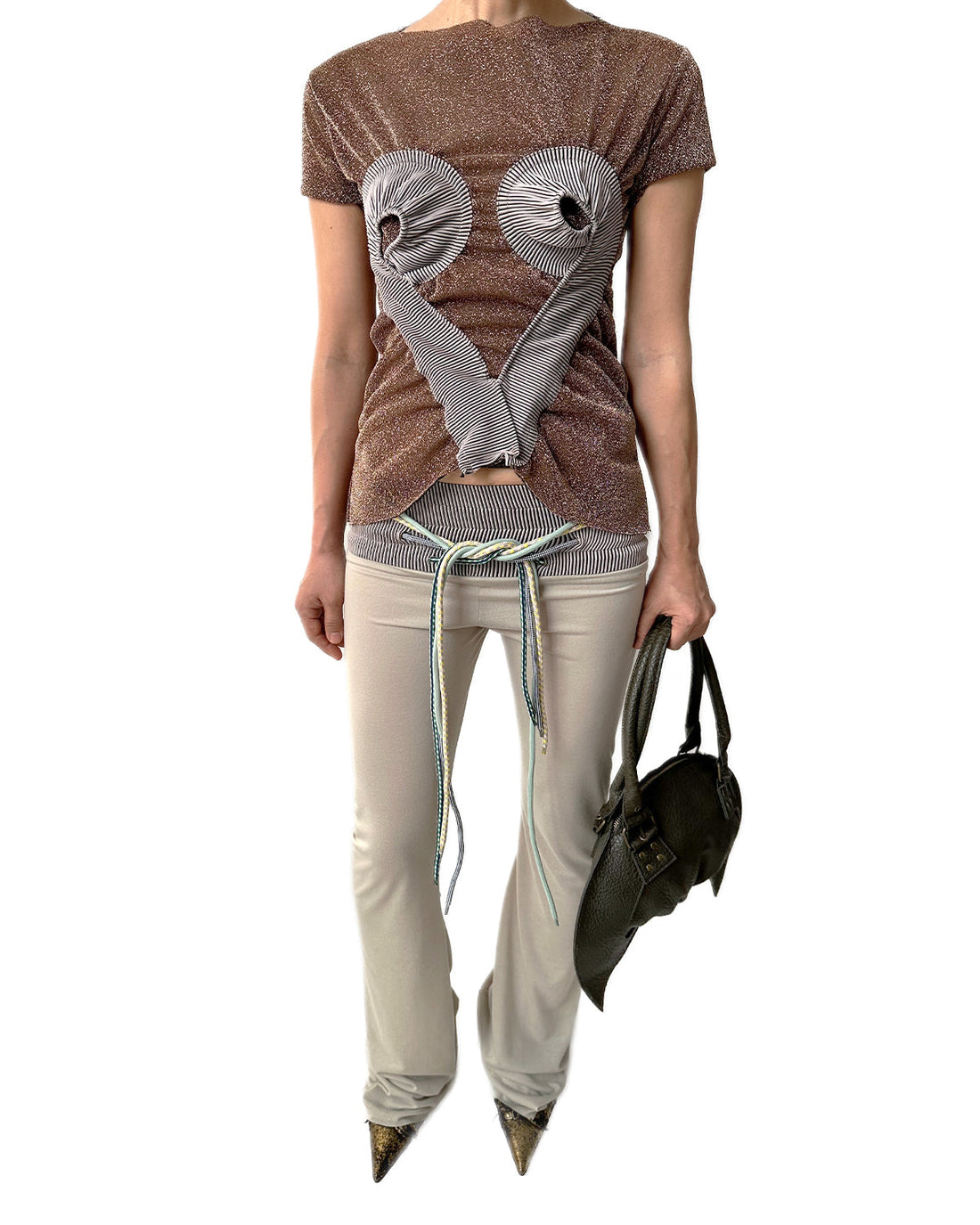 The Croissant bag glossy embossed earth