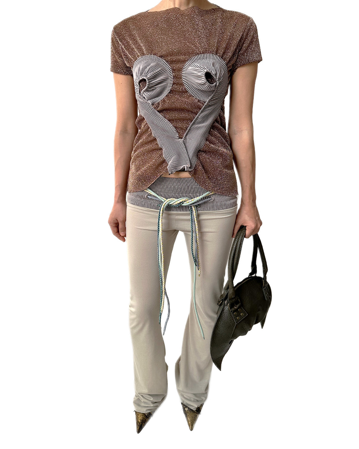 The Croissant bag glossy embossed earth