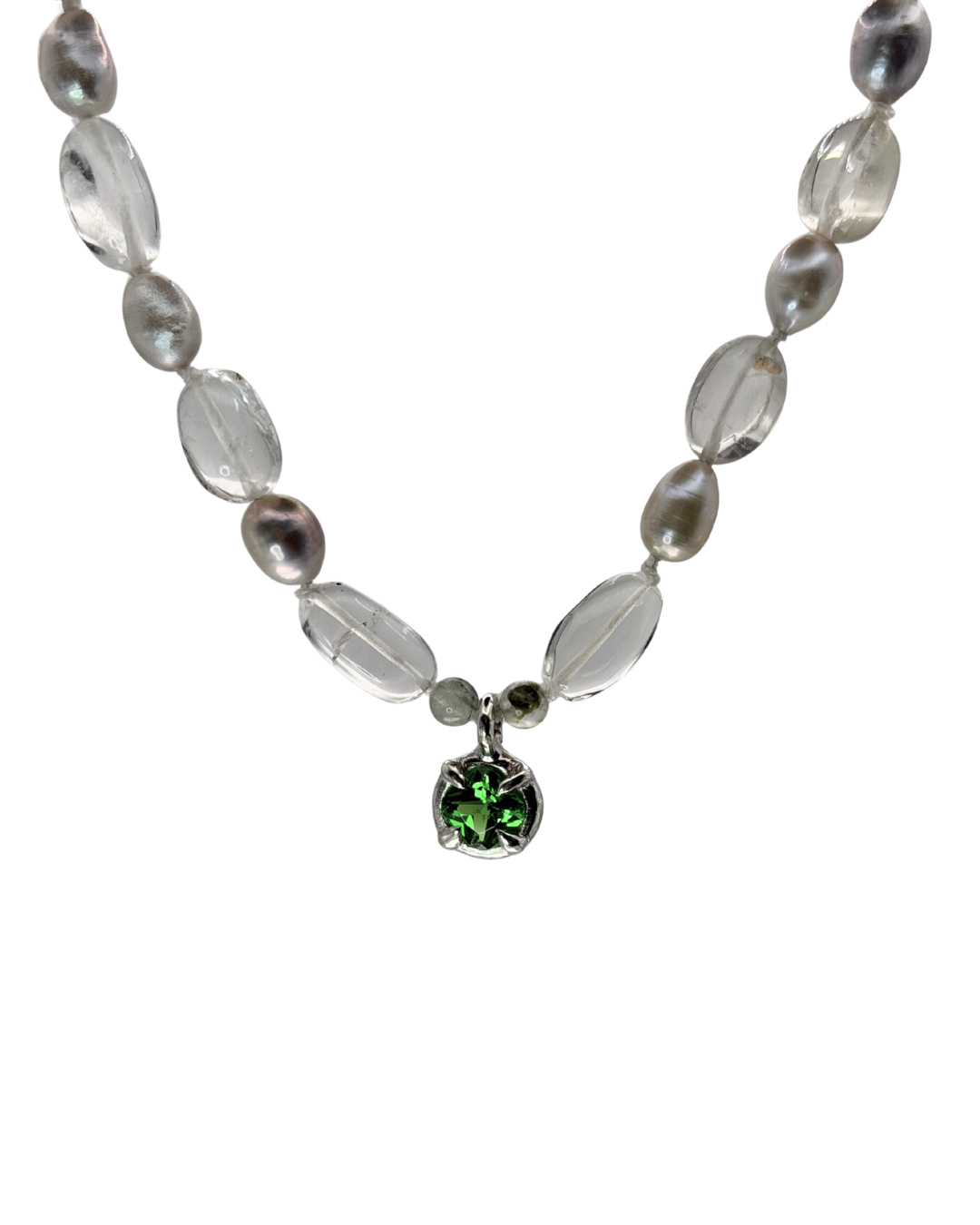 Pearl and Tsavorite necklace