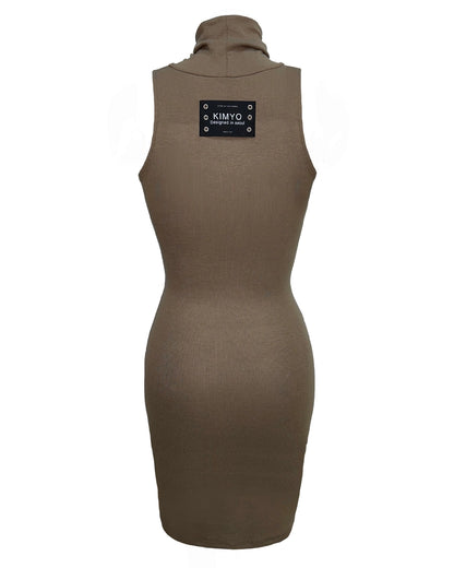 Ripped Text Slim Dress In Olive