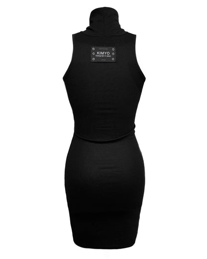 Ripped Text Slim Dress In Black