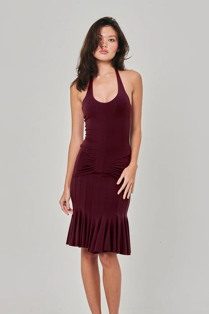 Ripple Dress Maroon