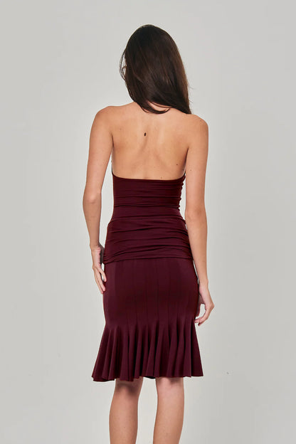 Ripple Dress Maroon