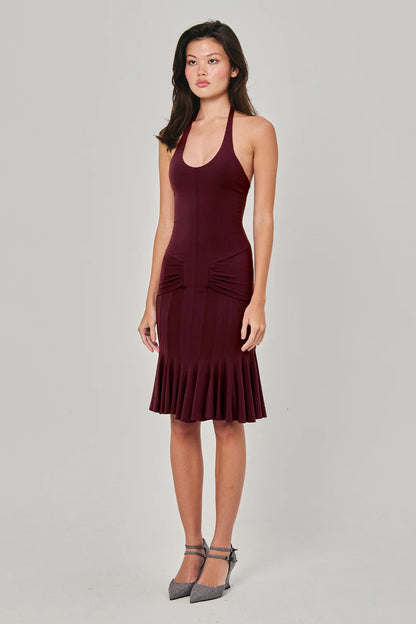 Ripple Dress Maroon
