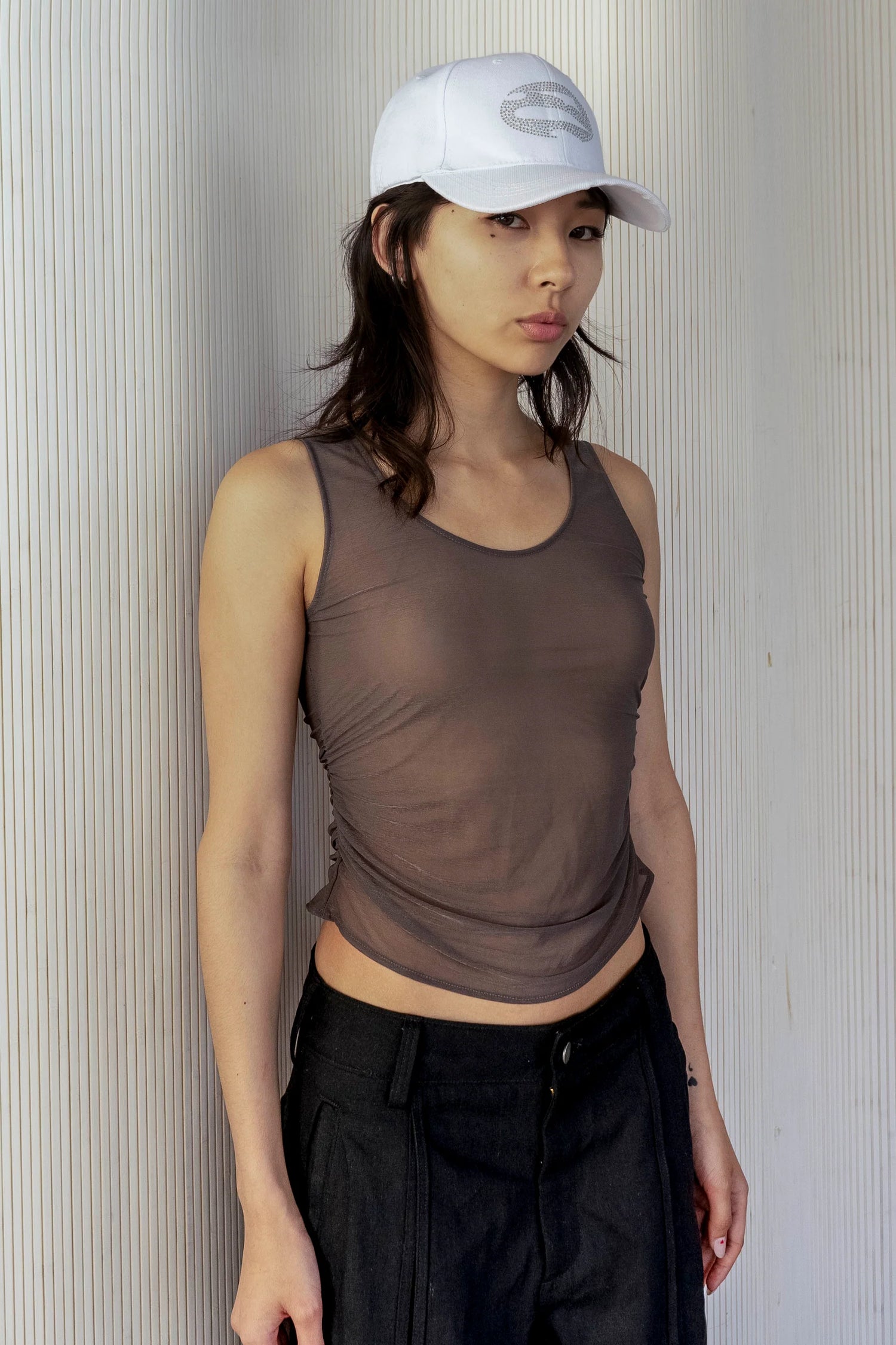 Ruched Sheer Tank