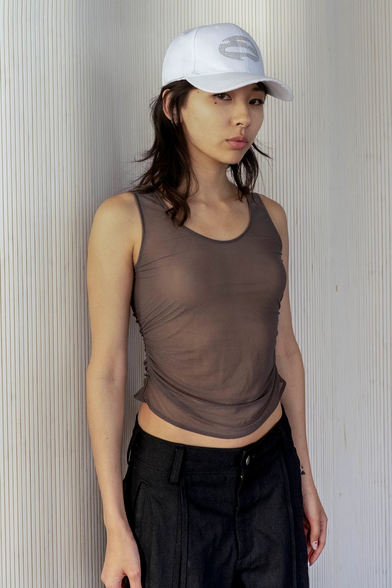 Ruched Sheer Tank