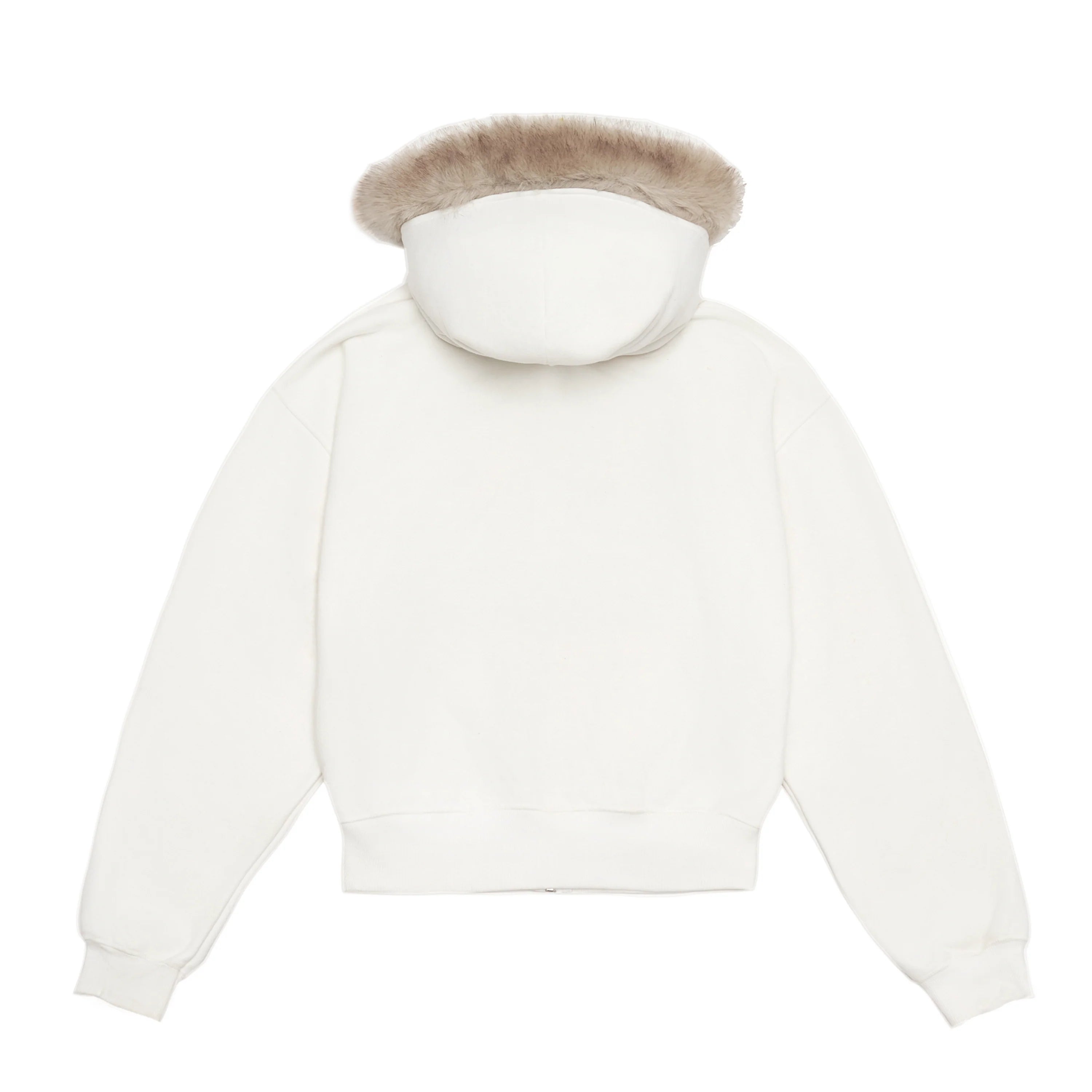 Studded Faux Fur Hoodie in White – REBORNE Studded Faux Fur Hoodie in White – REBORNE