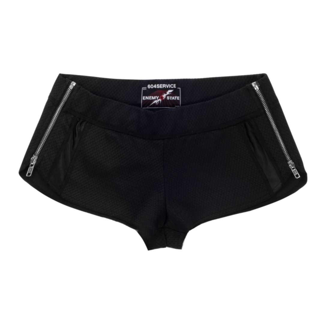 ZIP SPORTY MICRO SHORTS IN BLACK