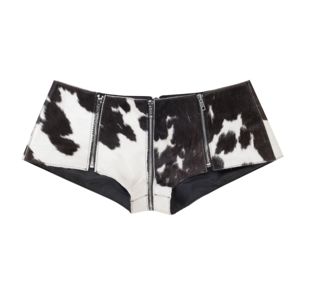 [ORDER MADE] ZIP MICRO SHORTS IN CALF SKIN  DARK BROWN