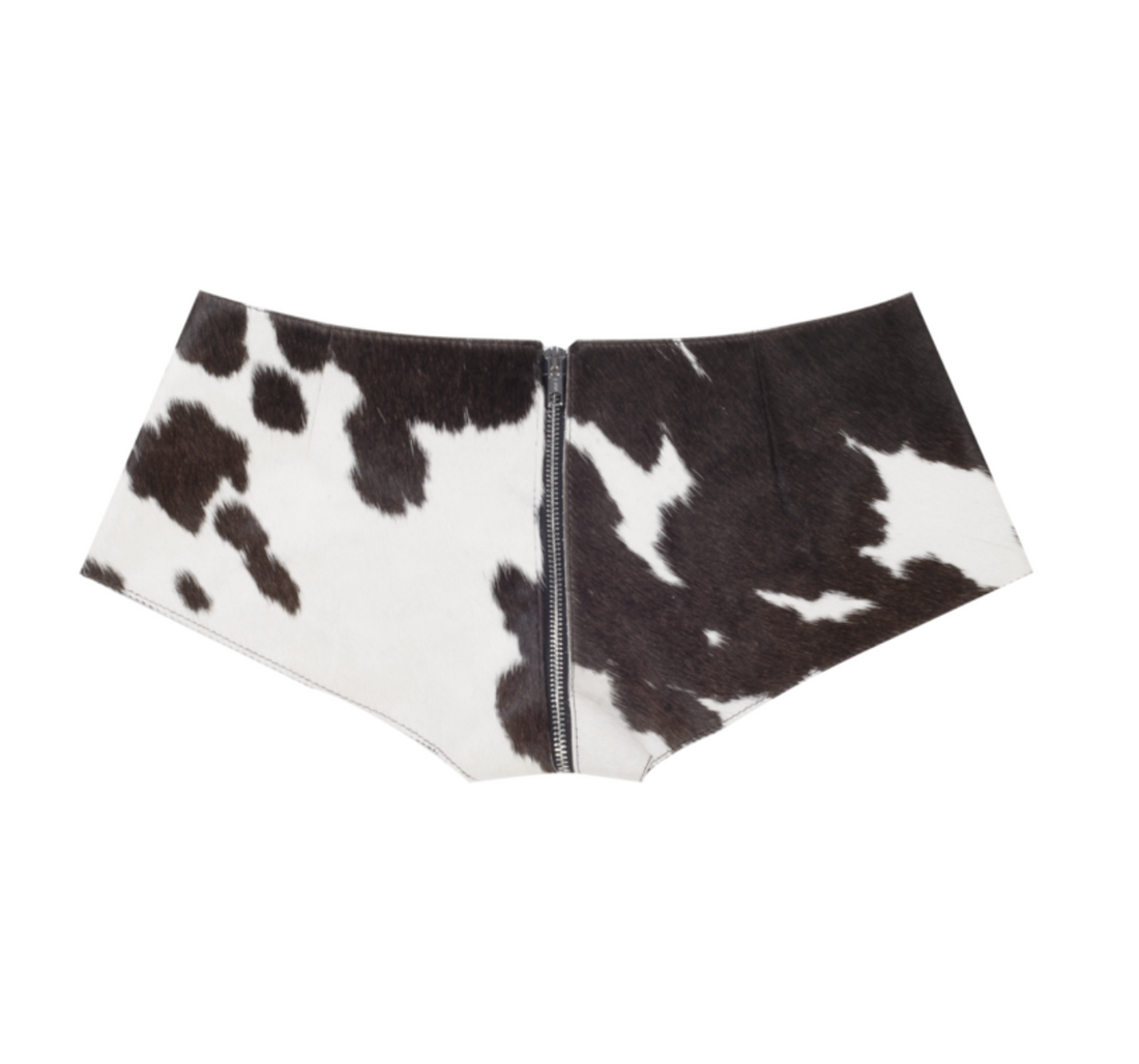 [ORDER MADE] ZIP MICRO SHORTS IN CALF SKIN  DARK BROWN