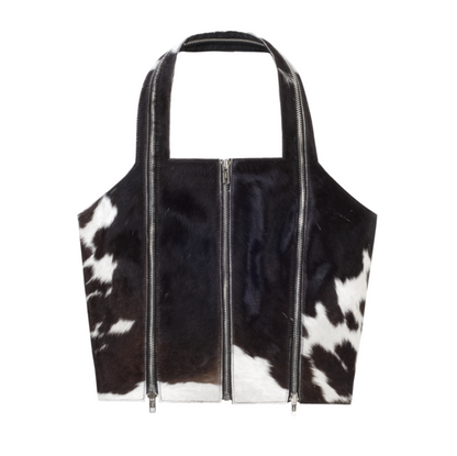 [ORDER MADE] ZIP APRON TOP IN CALF SKIN DARK BROWN