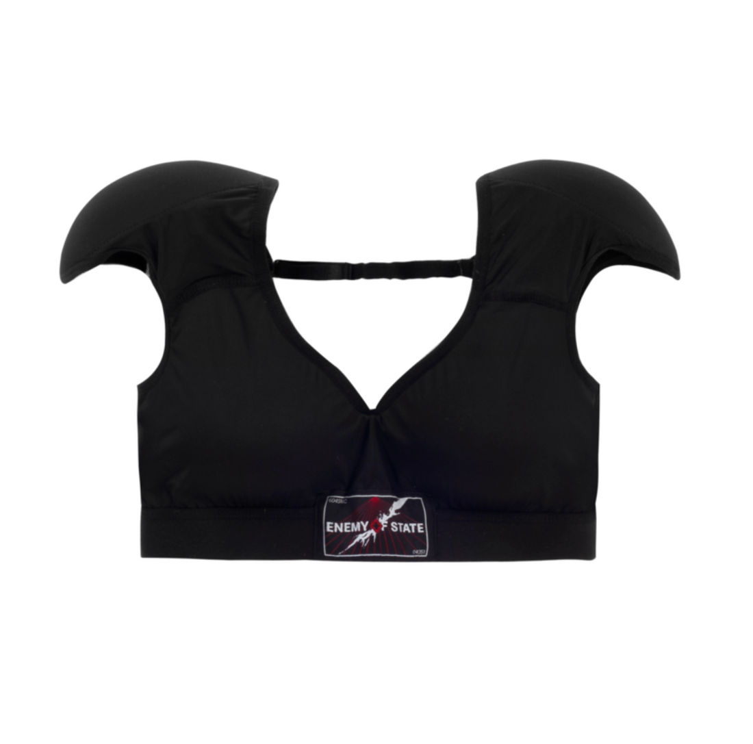 EOS PADDED SHOULDER BRA TOP IN BLACK