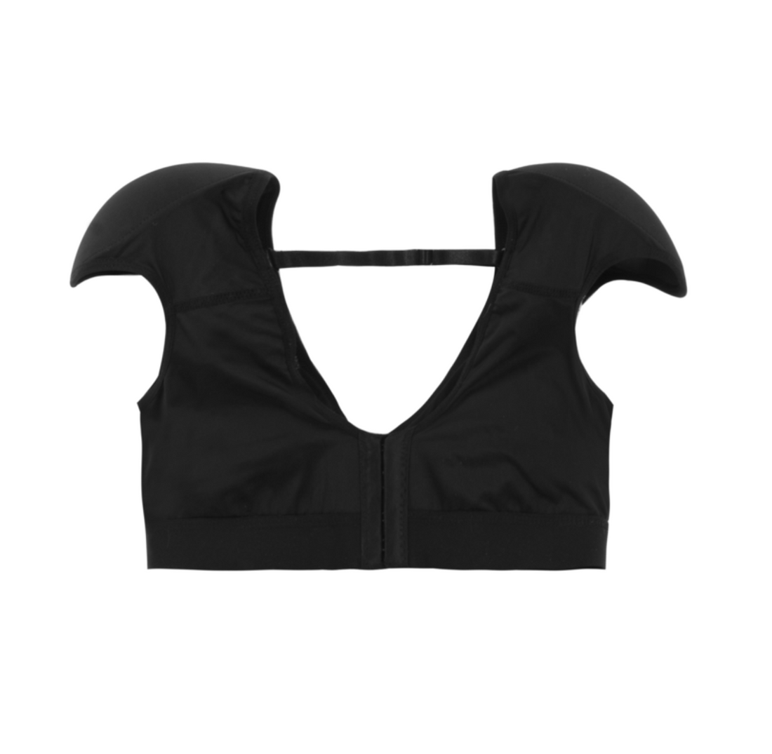EOS PADDED SHOULDER BRA TOP IN BLACK