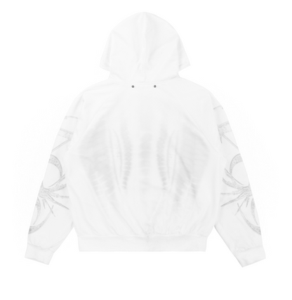 REVERSIBLE SPORTY ZIP UP HOODIE IN WHITE