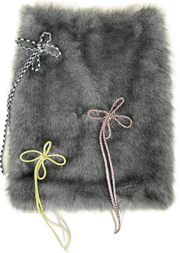 Lavender Grey Faux Fur Midi Skirt