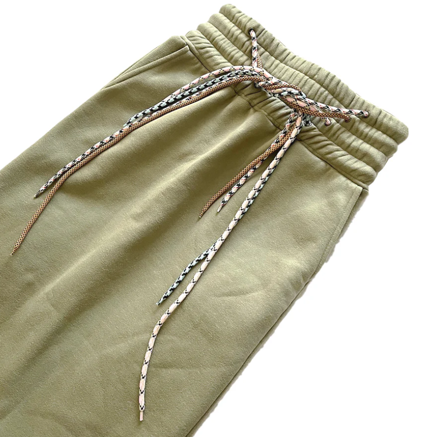 Drawstring Wide Elastic Waistband Maxi Sweat Skirt Olive