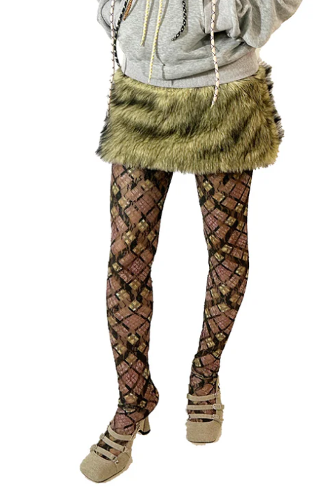Straw Yellow Faux Fur Mini Skirt