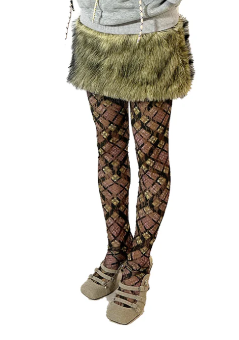 Straw Yellow Faux Fur Mini Skirt