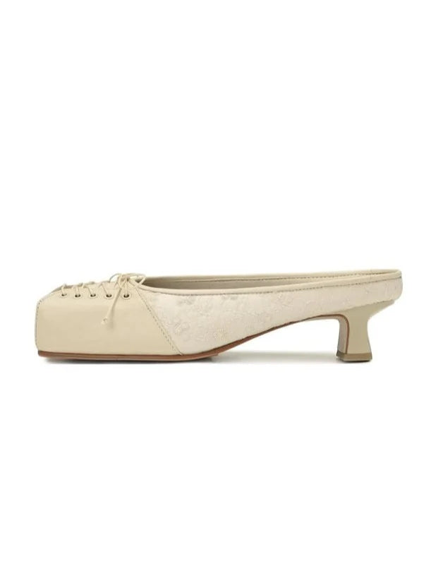 Square Lace Mule Cream