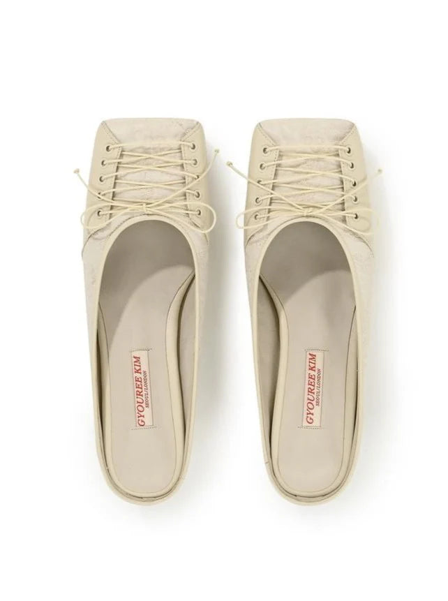 Square Lace Mule Cream
