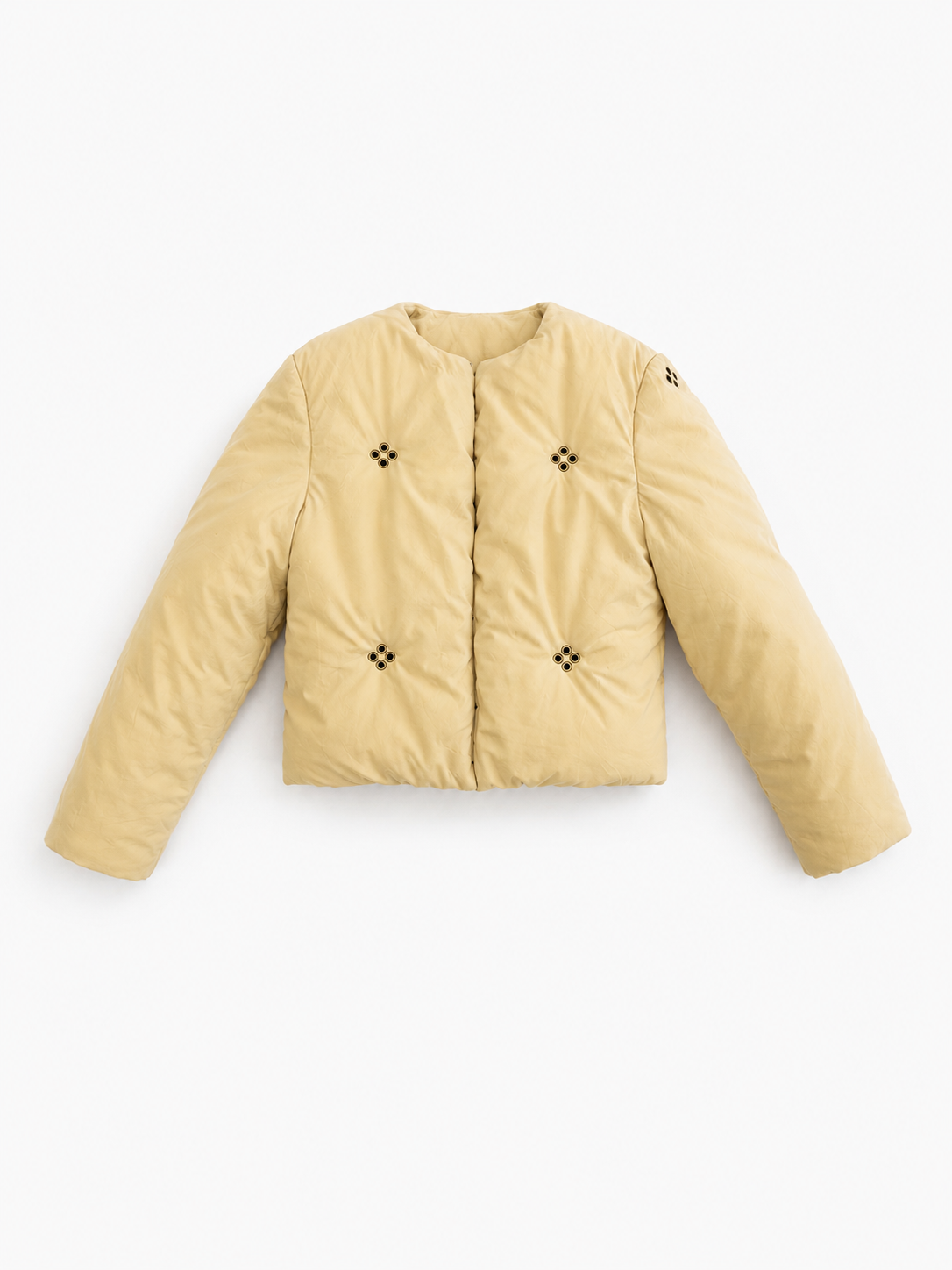 Diamond Studded Velveteen Puffer Jacket Cream Yellow