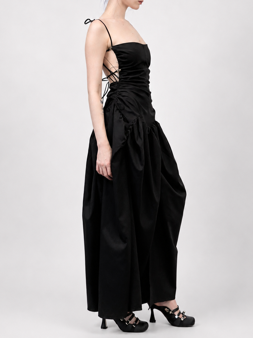 Open back Cami Bubble Dress Black