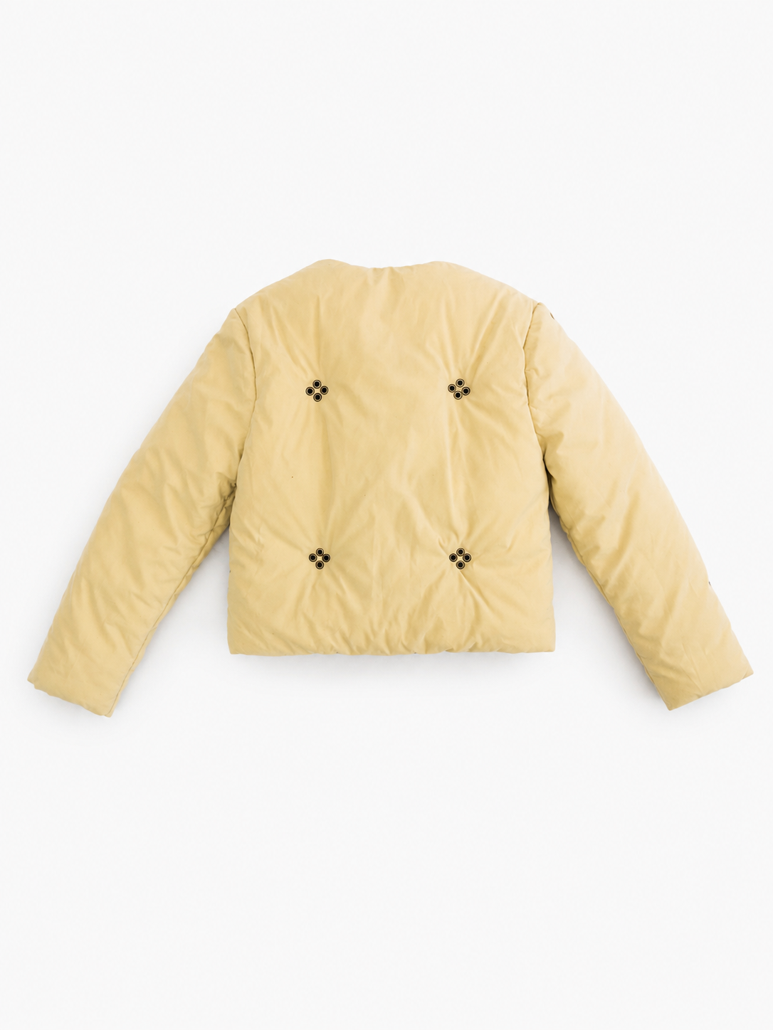 Diamond Studded Velveteen Puffer Jacket Cream Yellow