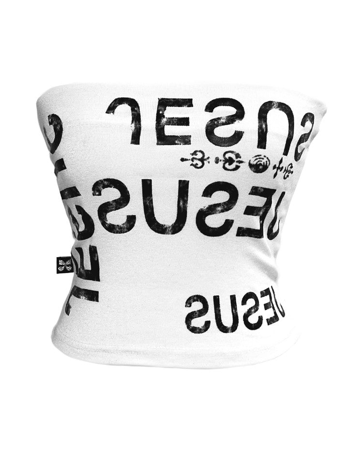 Tetris Text Tank Top In White