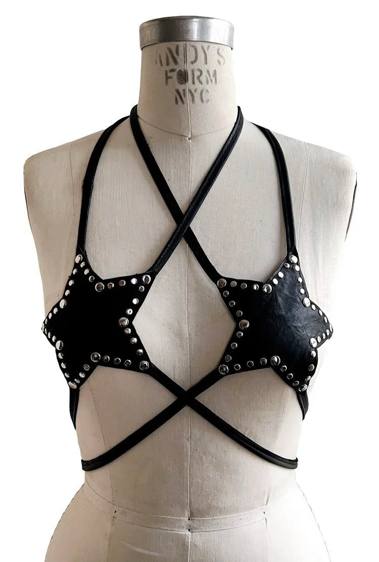 The Leather Stud Star Top[2Colors]