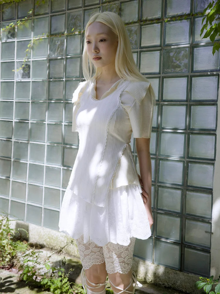 Ami Ruffle Mini Skirt - White