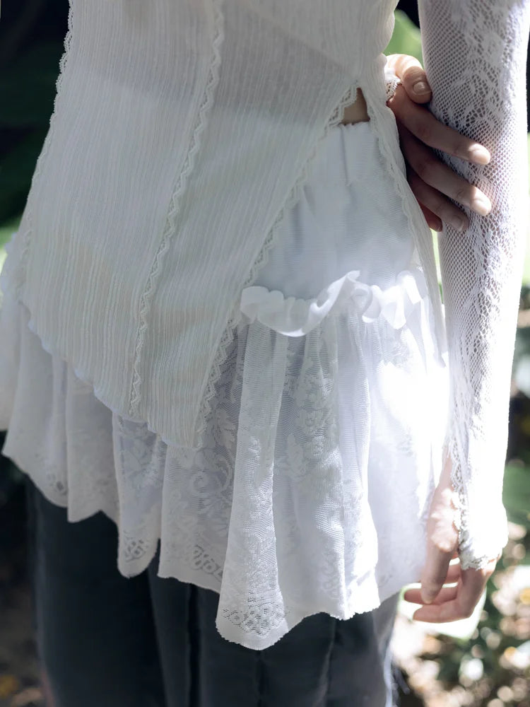 Ami Ruffle Mini Skirt - White