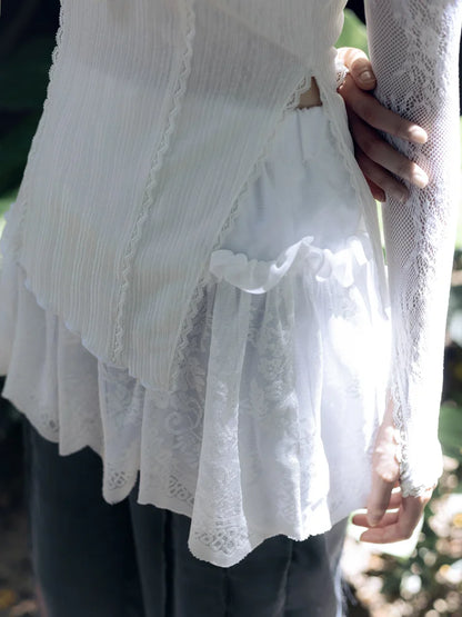 Ami Ruffle Mini Skirt - White