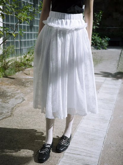 Amelia Ruffle Midi Skirt - White