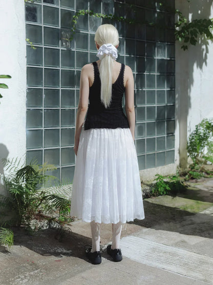 Amelia Ruffle Midi Skirt - White