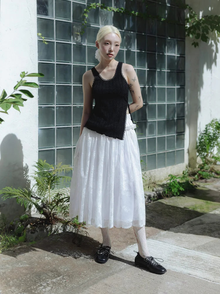 Amelia Ruffle Midi Skirt - White