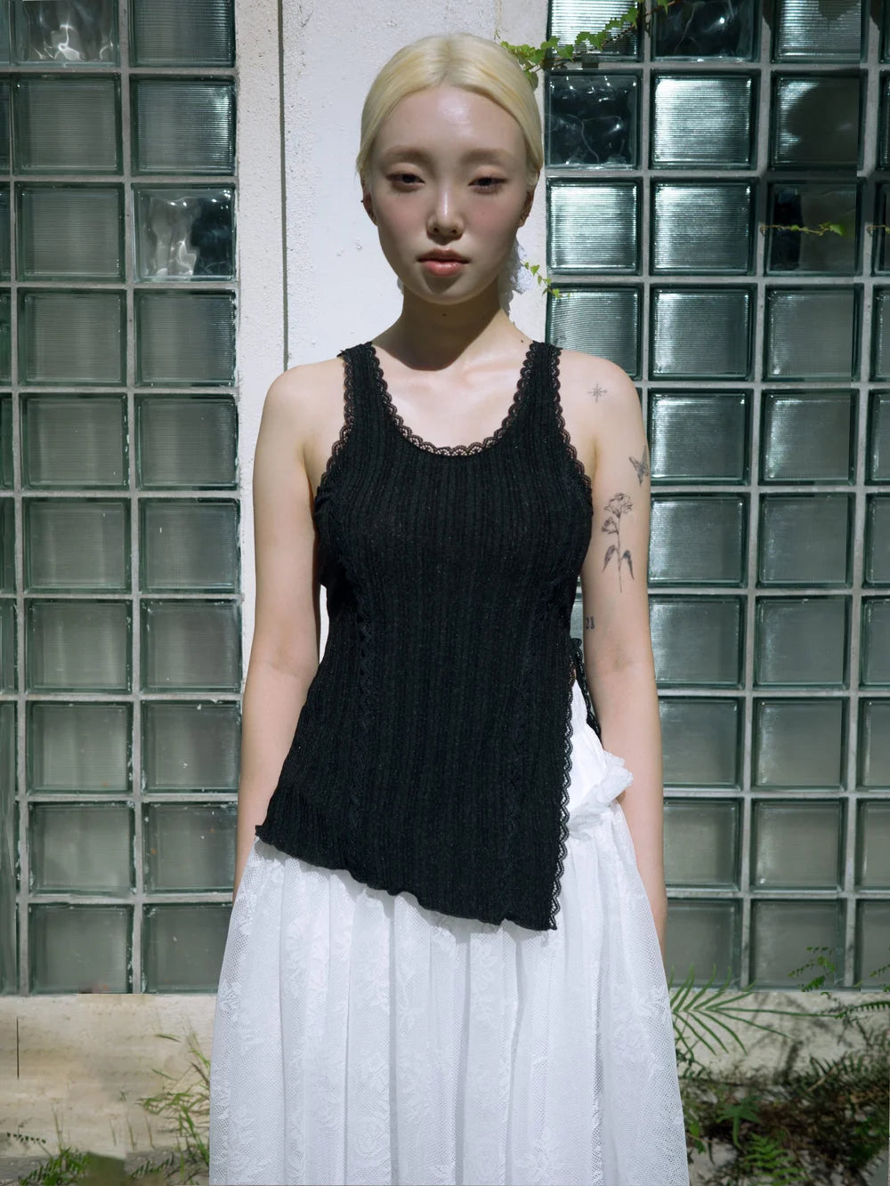 Sophie Lace Trim Tank Top - Black