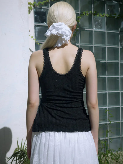 Sophie Lace Trim Tank Top - Black