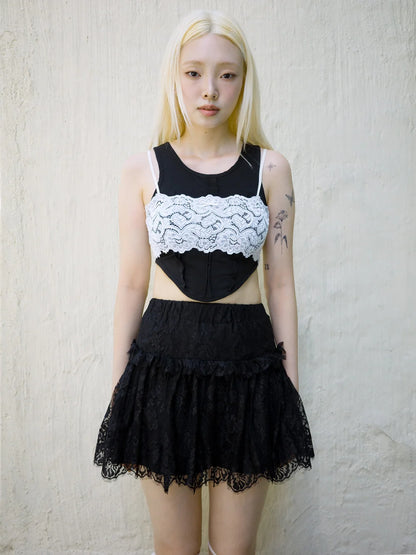 Ami Ruffle Mini Skirt - Black