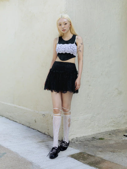 Ami Ruffle Mini Skirt - Black