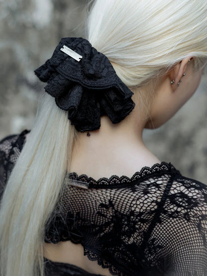 Marie Lace Scrunchies - Black