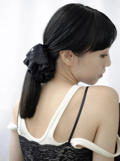 Marie Lace Scrunchies - Black