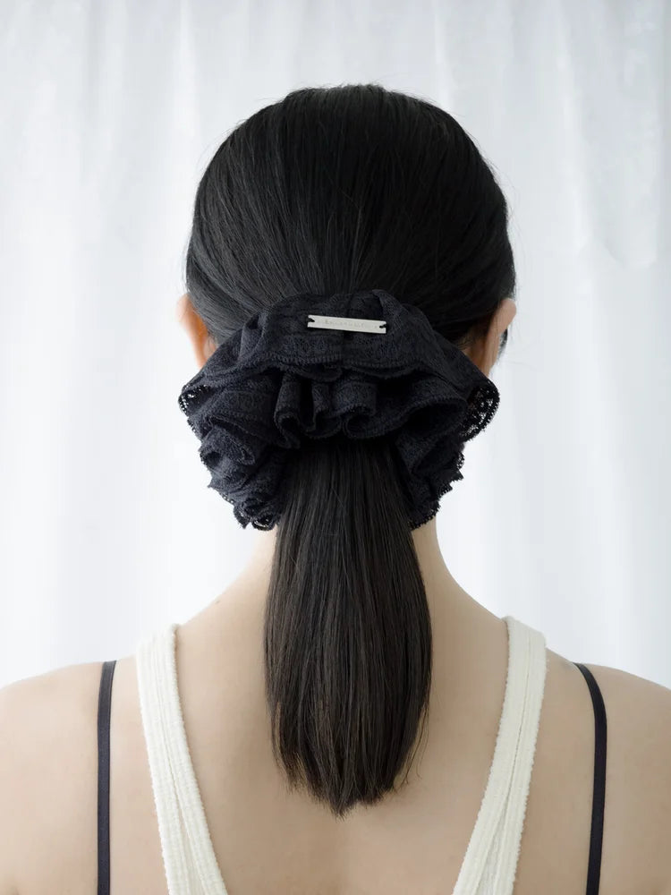 Marie Lace Scrunchies - Black
